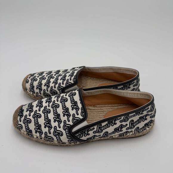 Louis Vuitton Men’s Espadrilles – Script Print Canvas Slip-On Shoes - Picture 4 of 6